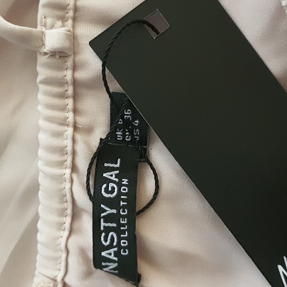 NWT Nasty Gal Size 10 Ivory Satin Side Split Hem Halter Midi Dress - Picture 2 of 6